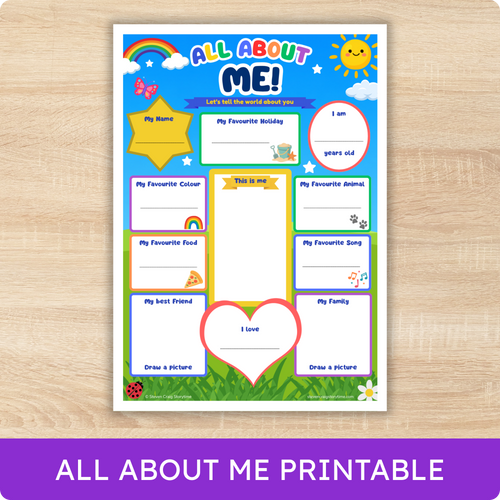 All About Me Printable Activity Sheet for Kids – A4 & US Letter