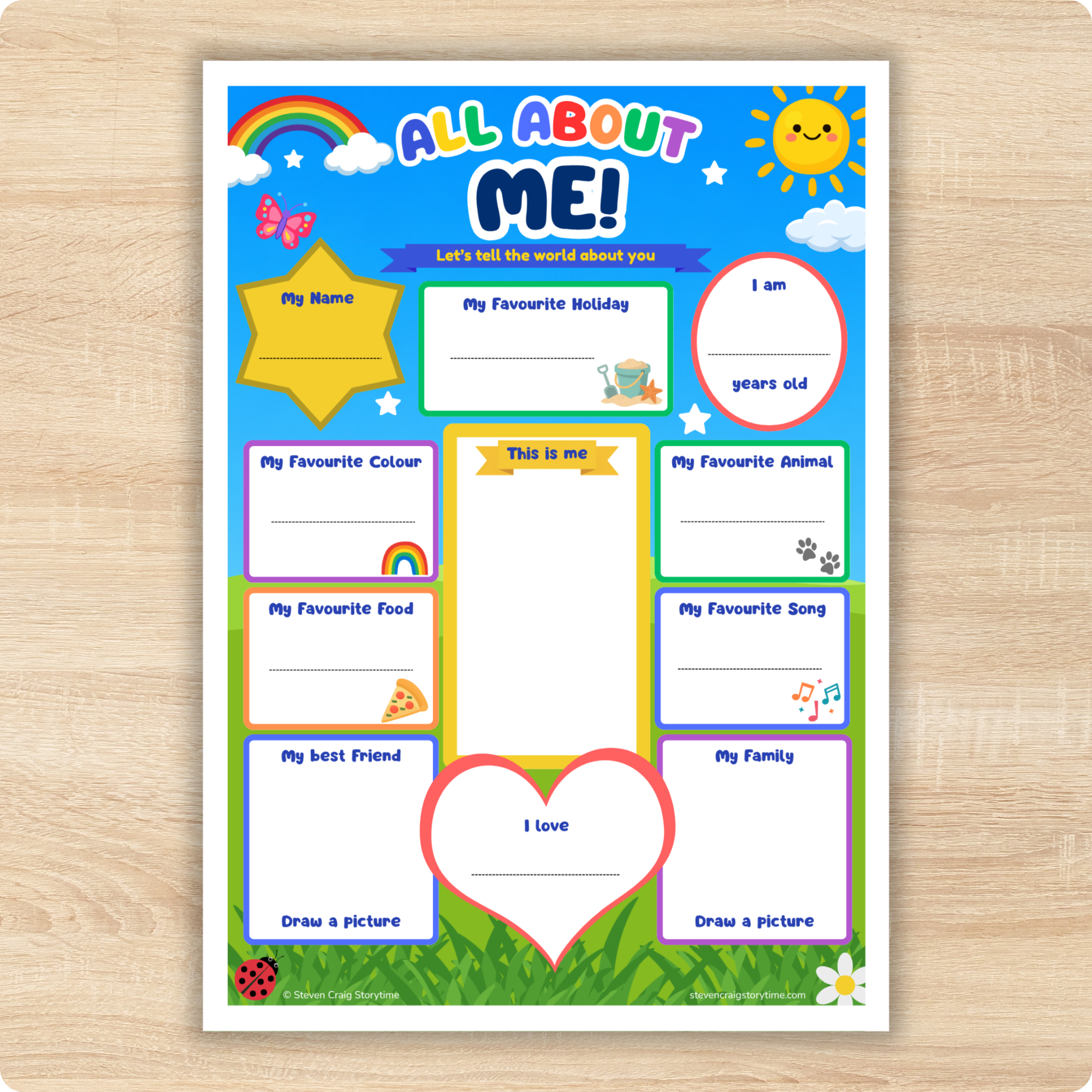 All About Me Printable Activity Sheet for Kids – A4 & US Letter