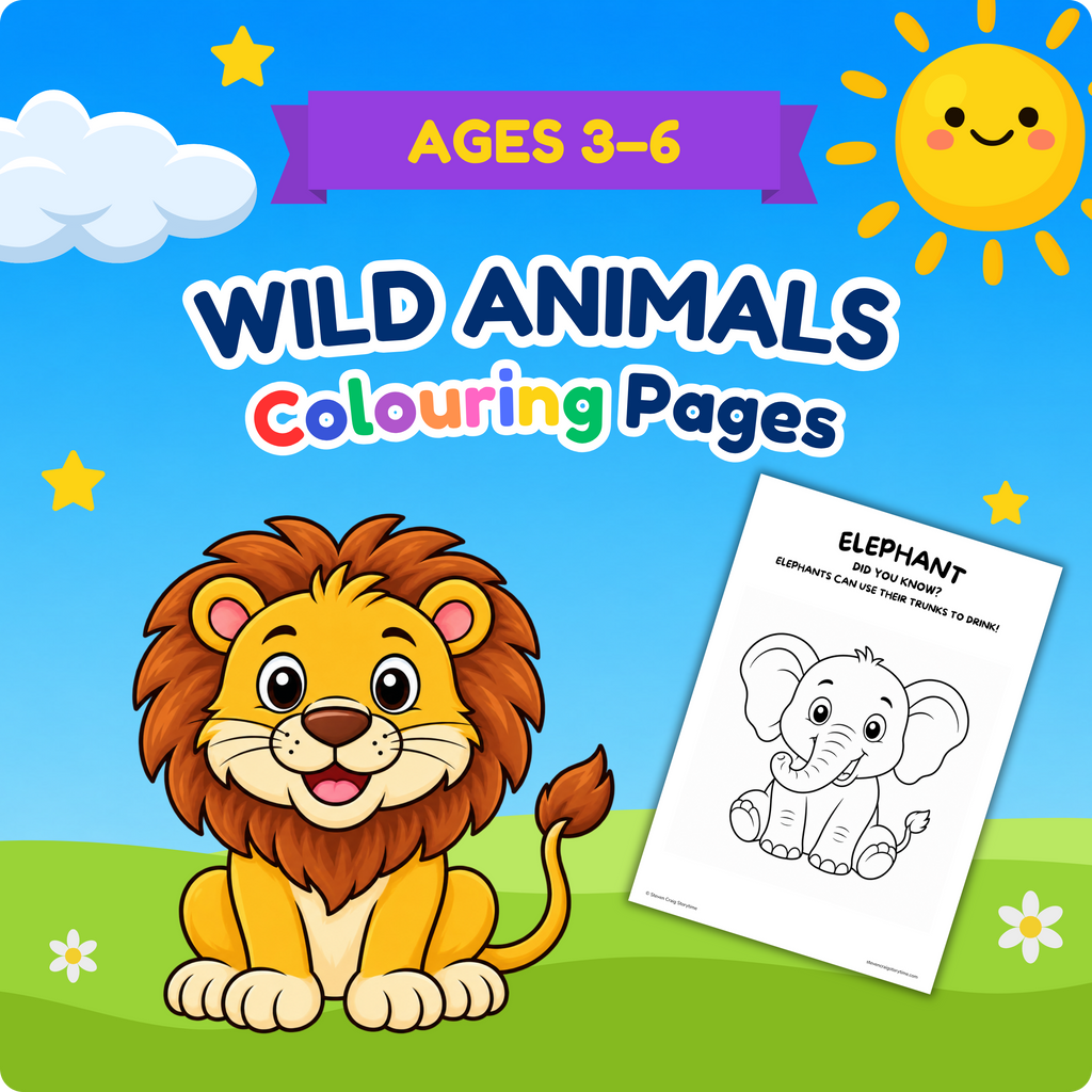 Wild Animal Adventures Colouring Pages for Kids Ages 3–6
