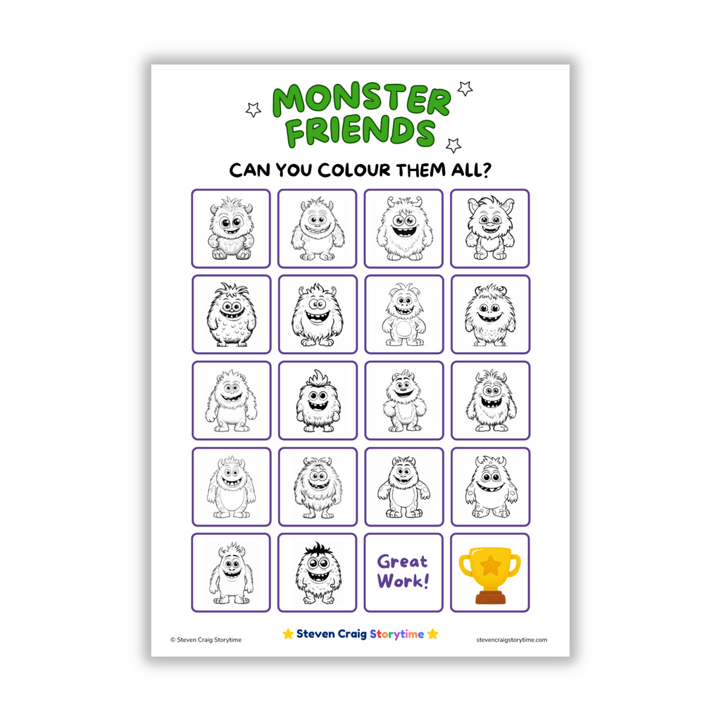 Monster Friends Colouring Pages – Printable Activity Pack (Ages 3–6)