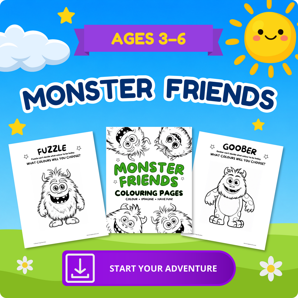 Monster Friends Colouring Pages – Printable Activity Pack (Ages 3–6)