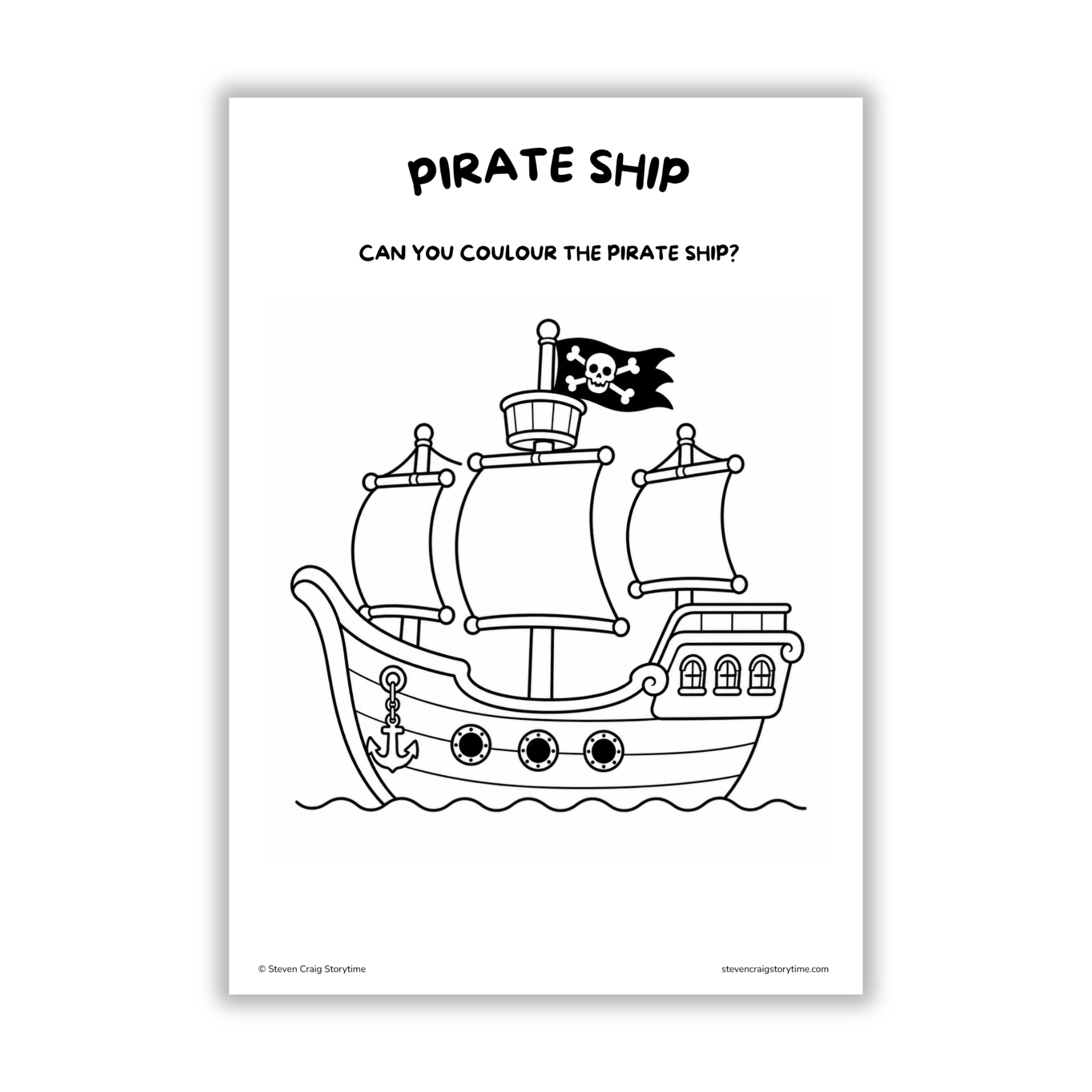 Pirate Adventures Colouring Pages (Ages 3–6)